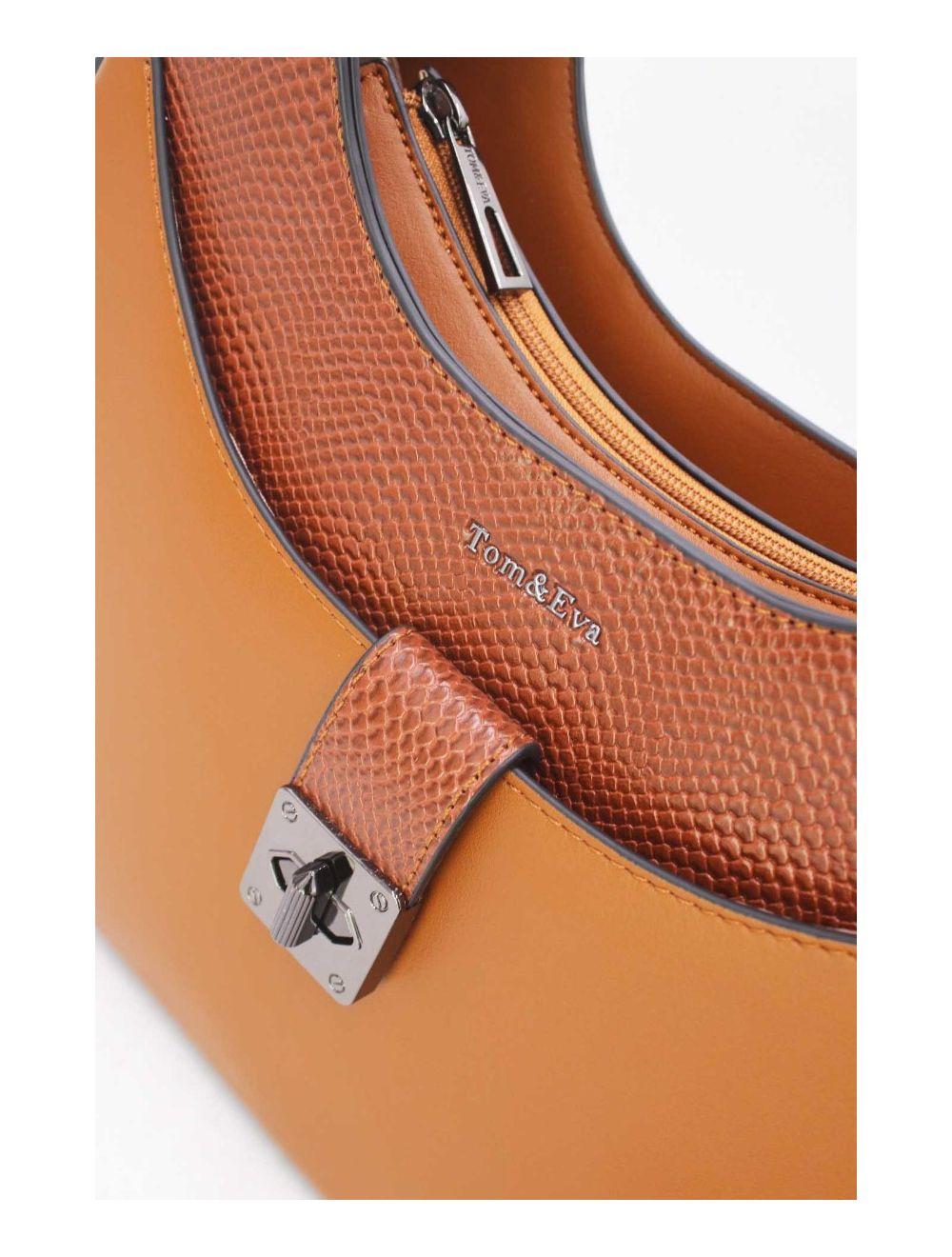 tom&eva Sac Porté Épaule Effet Serpent 24B-6100-Brown/Coffee