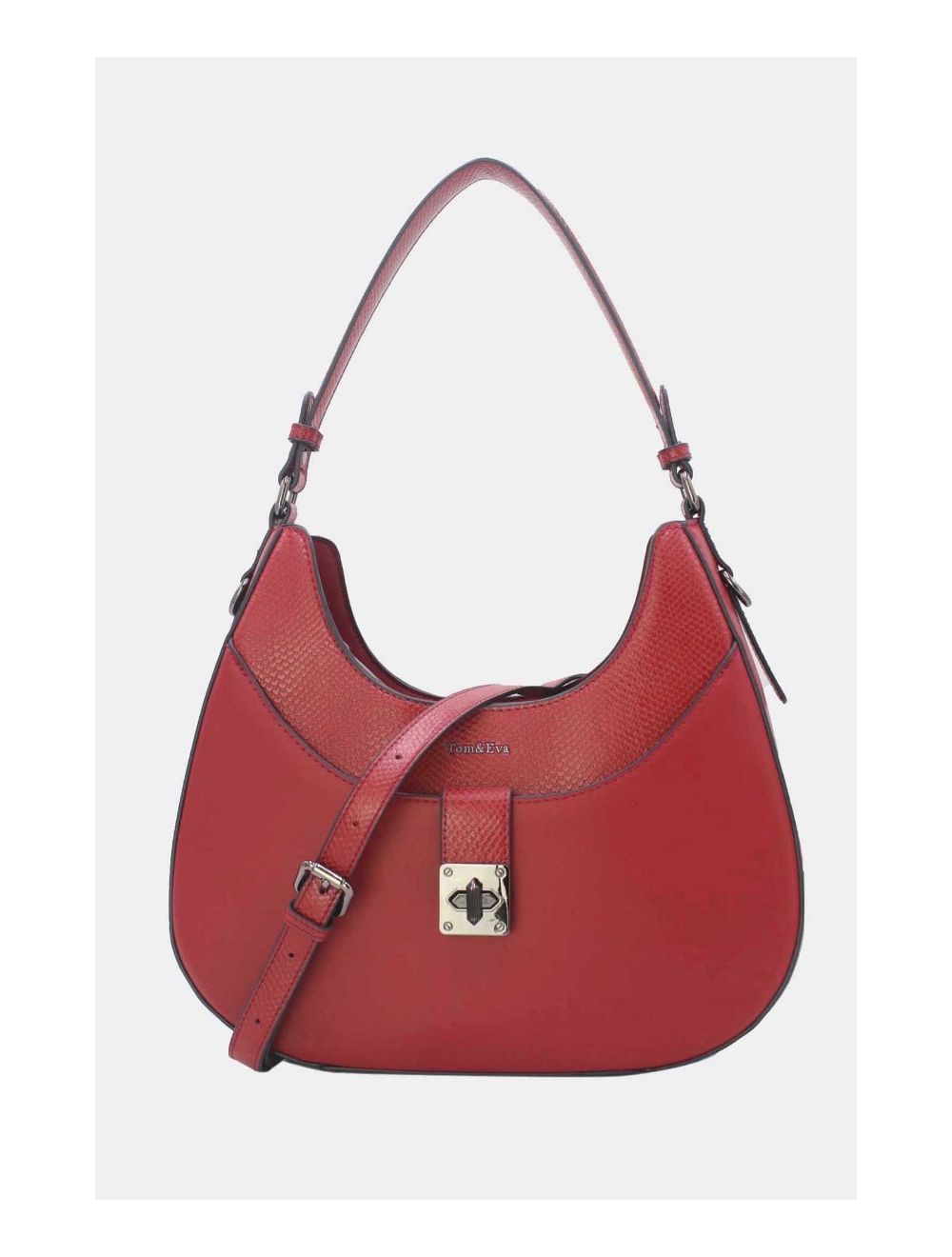 tom&eva Sac Porté Épaule Effet Serpent 24B-6100-Burgundy
