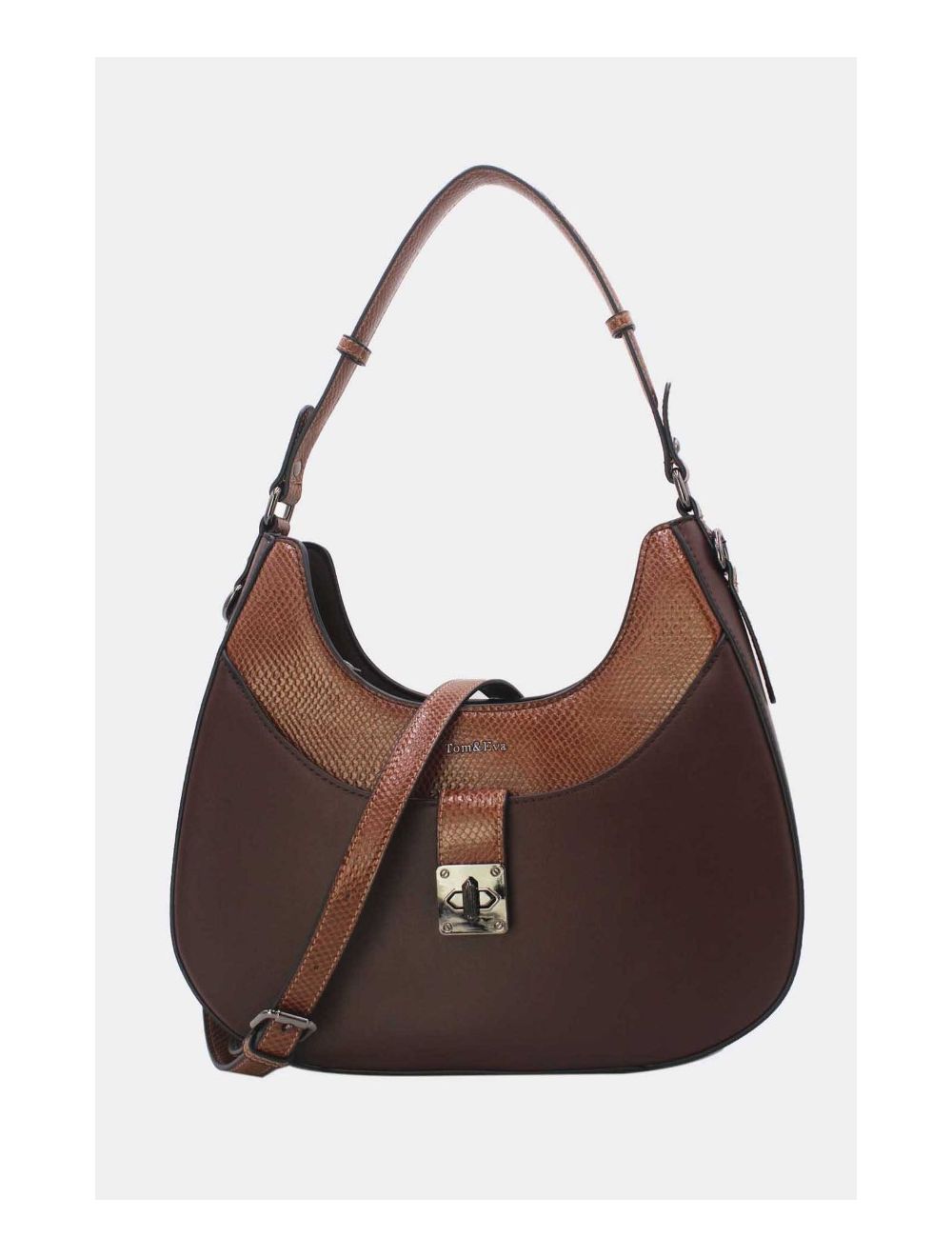 Tom&eva Sac Porté Épaule Effet Serpent 24B-6100-Coffee/Taupe
