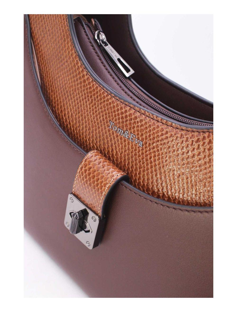 tom&eva Sac Porté Épaule Effet Serpent 24B-6100-Coffee/Taupe