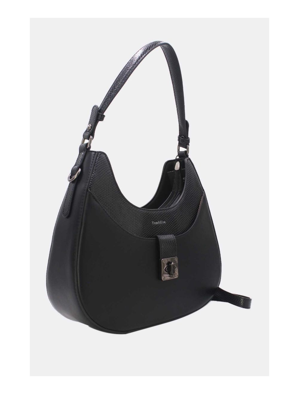 Tom&eva Sac Porté Épaule Effet Serpent 24B-6100-Noir