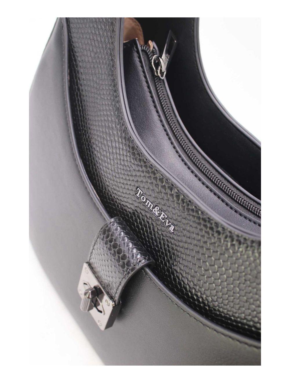 tom&eva Sac Porté Épaule Effet Serpent 24B-6100-Noir