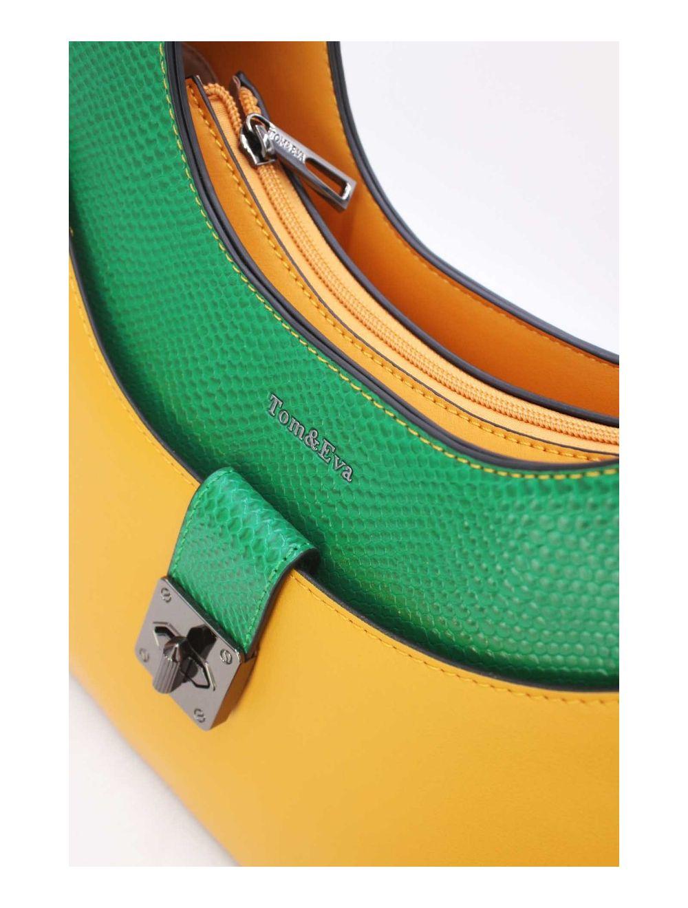 tom&eva Sac Porté Épaule Effet Serpent 24B-6100-Yellow/Green