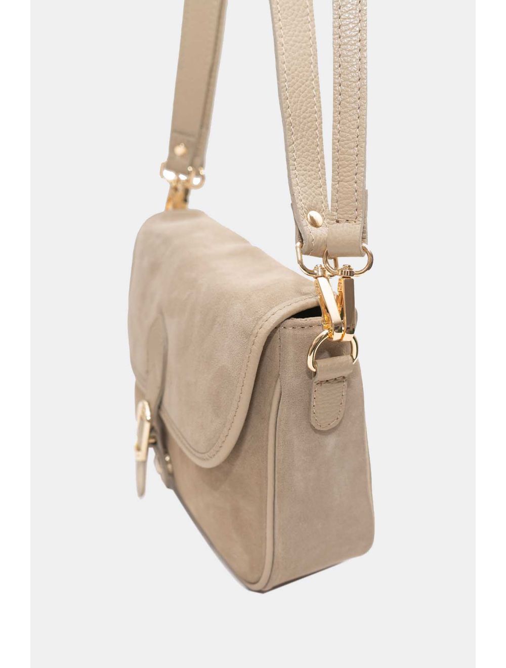 Tom&eva Sac Porté Épaule En Croûte Cuir Vachette Suède Vachette Grainée 4164 EDITH SUEDE-Taupe