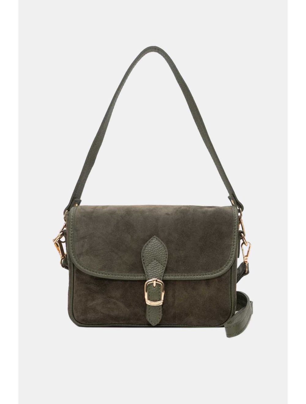 Tom&eva Sac Porté Épaule En Croûte Cuir Vachette Suède Vachette Grainée 4164 EDITH SUEDE-Kaki