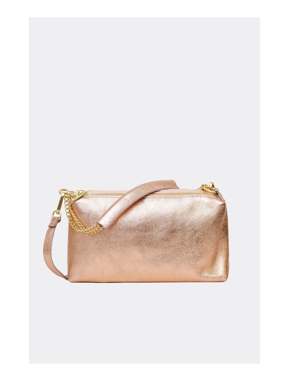 Tom&eva Sac Porté épaule En Croûte De Cuir Vachette Métalisé-DAPHNE METAL 4105-Rose Metal