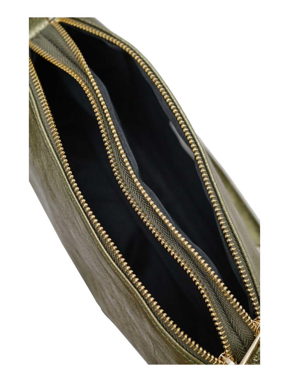 tom&eva Sac Porté épaule en Croûte de Cuir Vachette Métalisé-DAPHNE METAL 4105-Khaki Metal