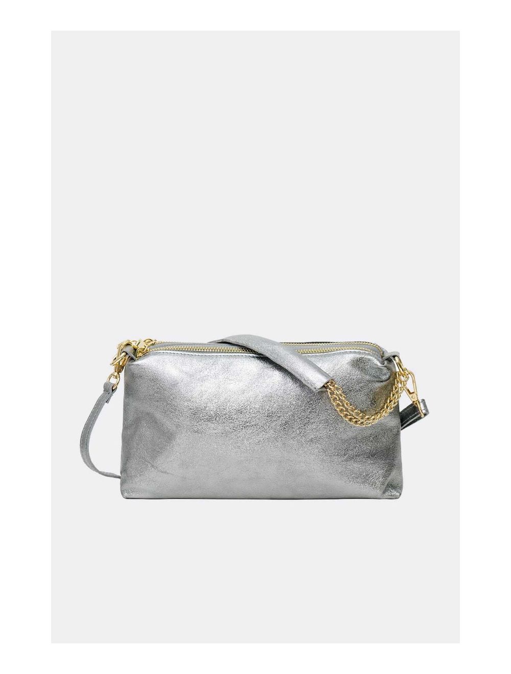 Tom&eva Sac Porté épaule En Croûte De Cuir Vachette Métalisé-DAPHNE METAL 4105-Argent
