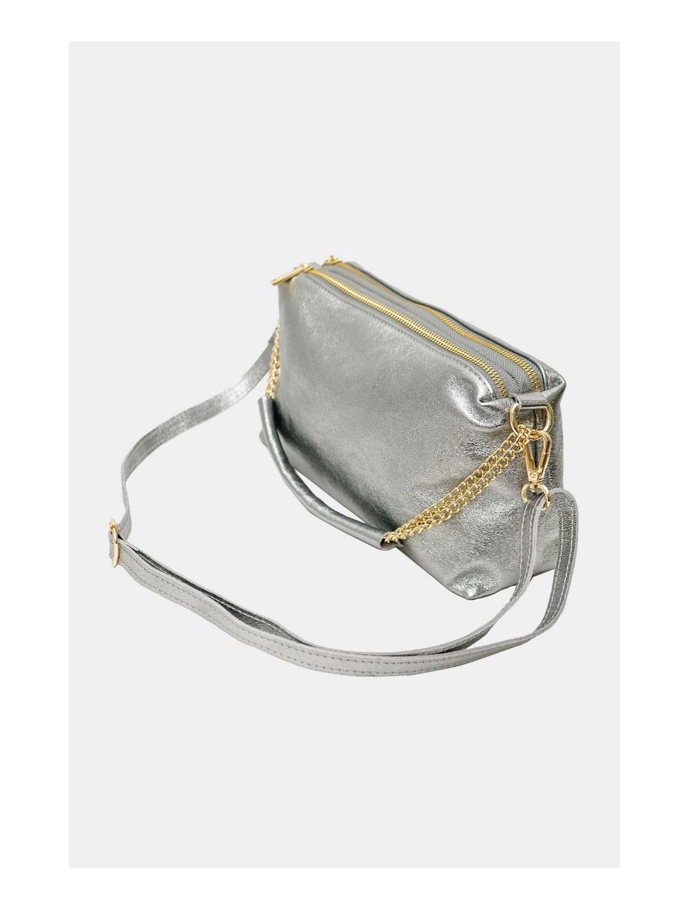 Tom&eva Sac Porté épaule En Croûte De Cuir Vachette Métalisé-DAPHNE METAL 4105-Argent