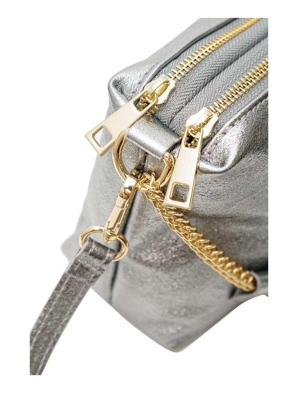 Tom&eva Sac Porté épaule En Croûte De Cuir Vachette Métalisé-DAPHNE METAL 4105-Argent