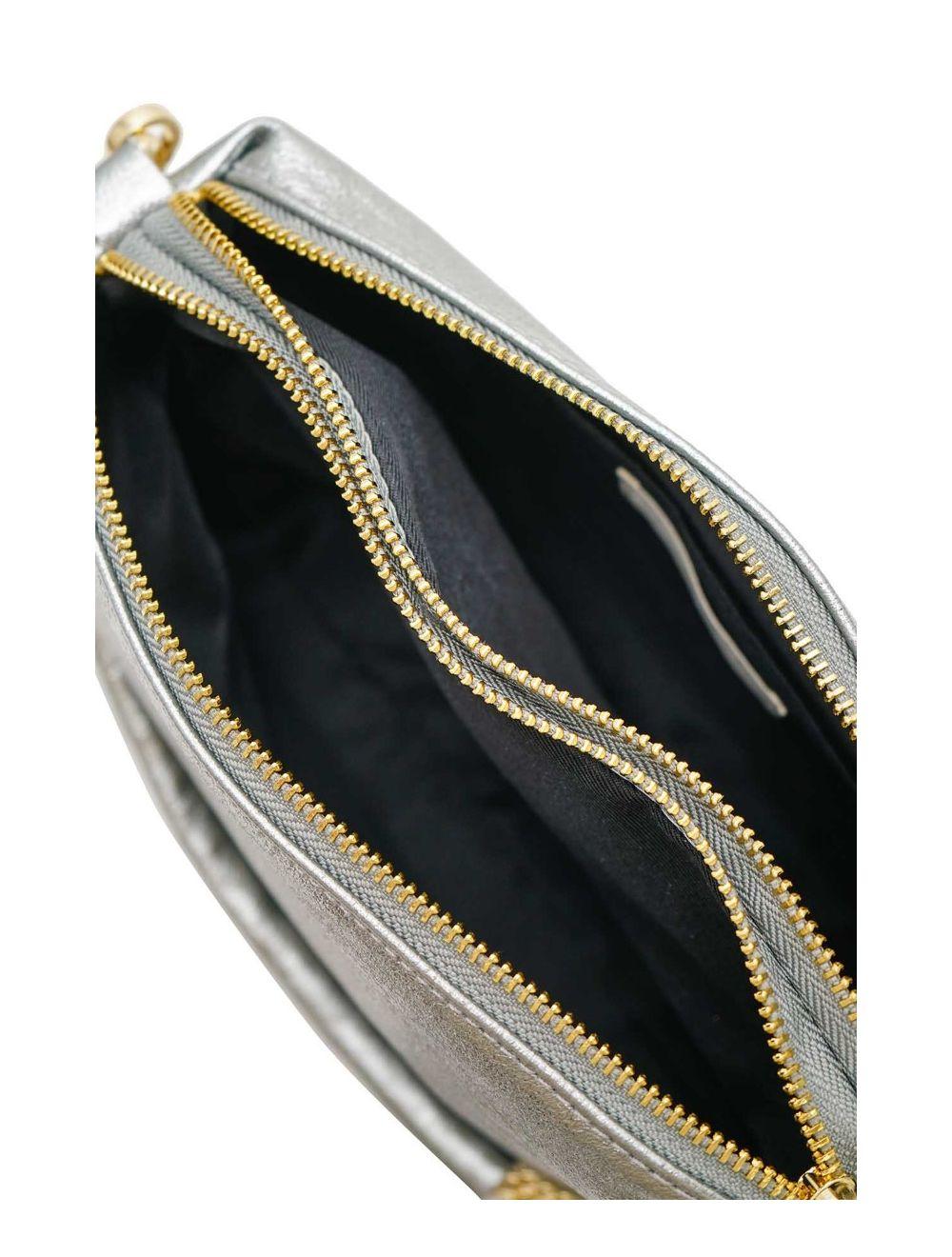 tom&eva Sac Porté épaule en Croûte de Cuir Vachette Métalisé-DAPHNE METAL 4105-Argent