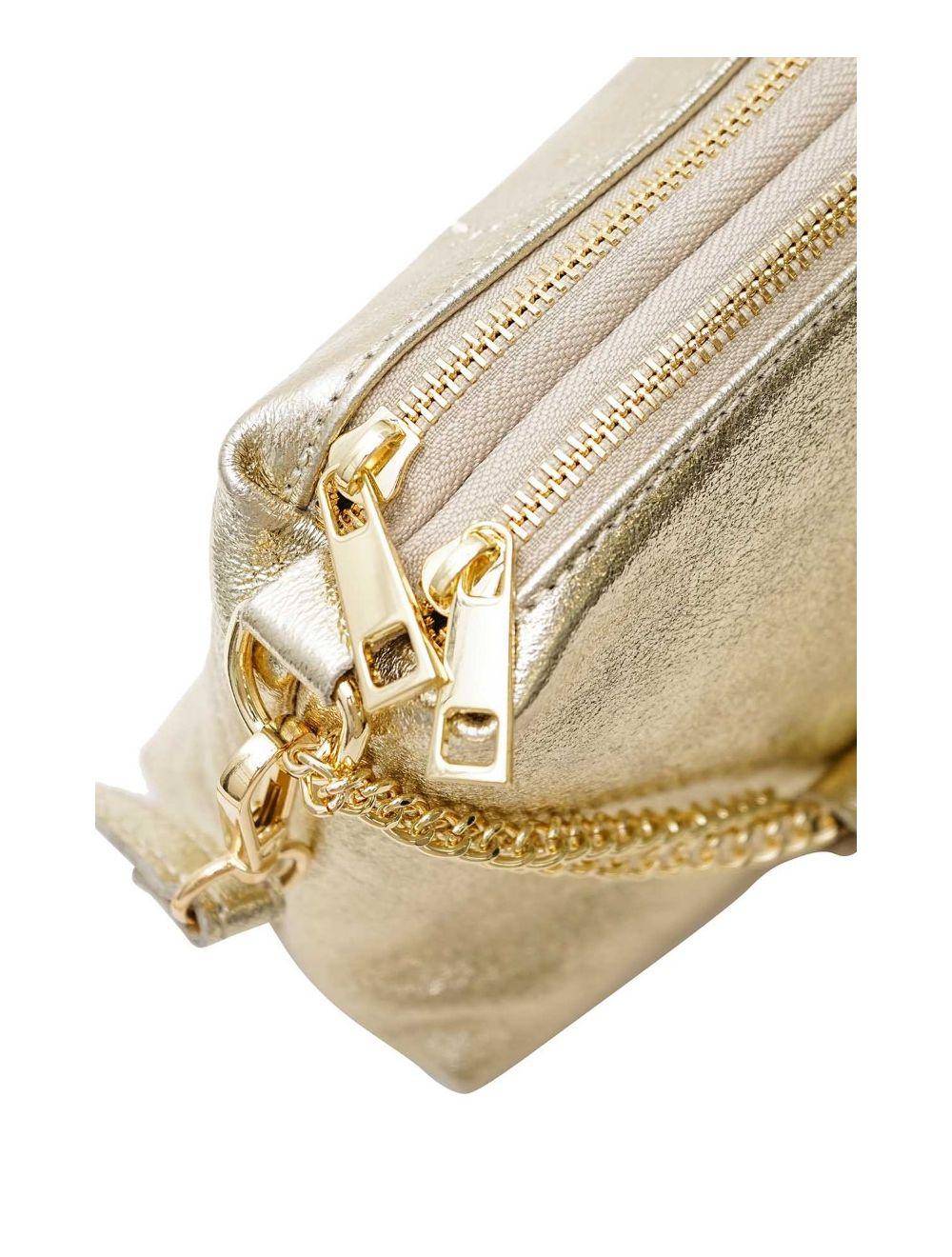 Tom&eva Sac Porté épaule En Croûte De Cuir Vachette Métalisé-DAPHNE METAL 4105-Doré
