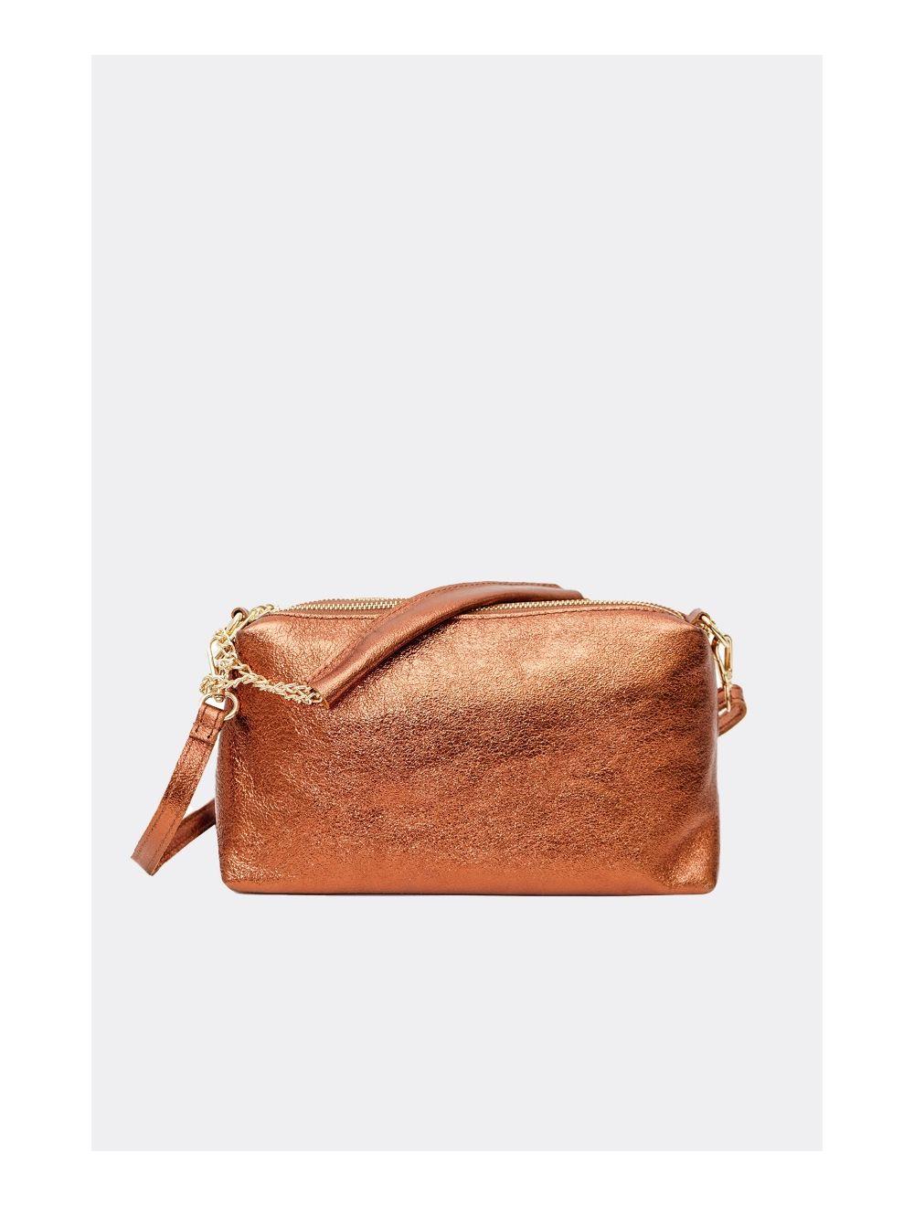 Tom&eva Sac Porté épaule En Croûte De Cuir Vachette Métalisé-DAPHNE METAL 4105-Bronze
