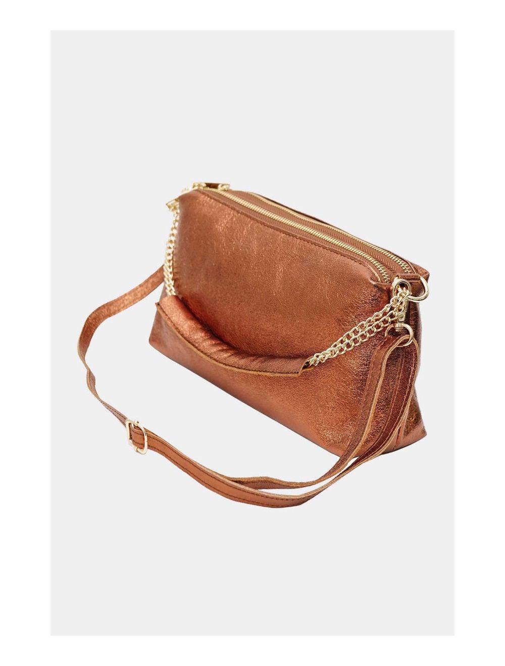 Tom&eva Sac Porté épaule En Croûte De Cuir Vachette Métalisé-DAPHNE METAL 4105-Bronze