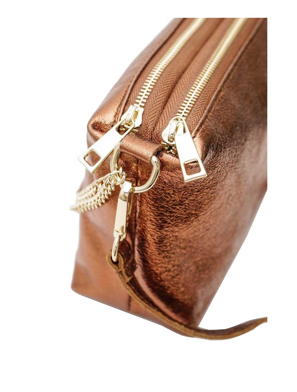 Tom&eva Sac Porté épaule En Croûte De Cuir Vachette Métalisé-DAPHNE METAL 4105-Bronze