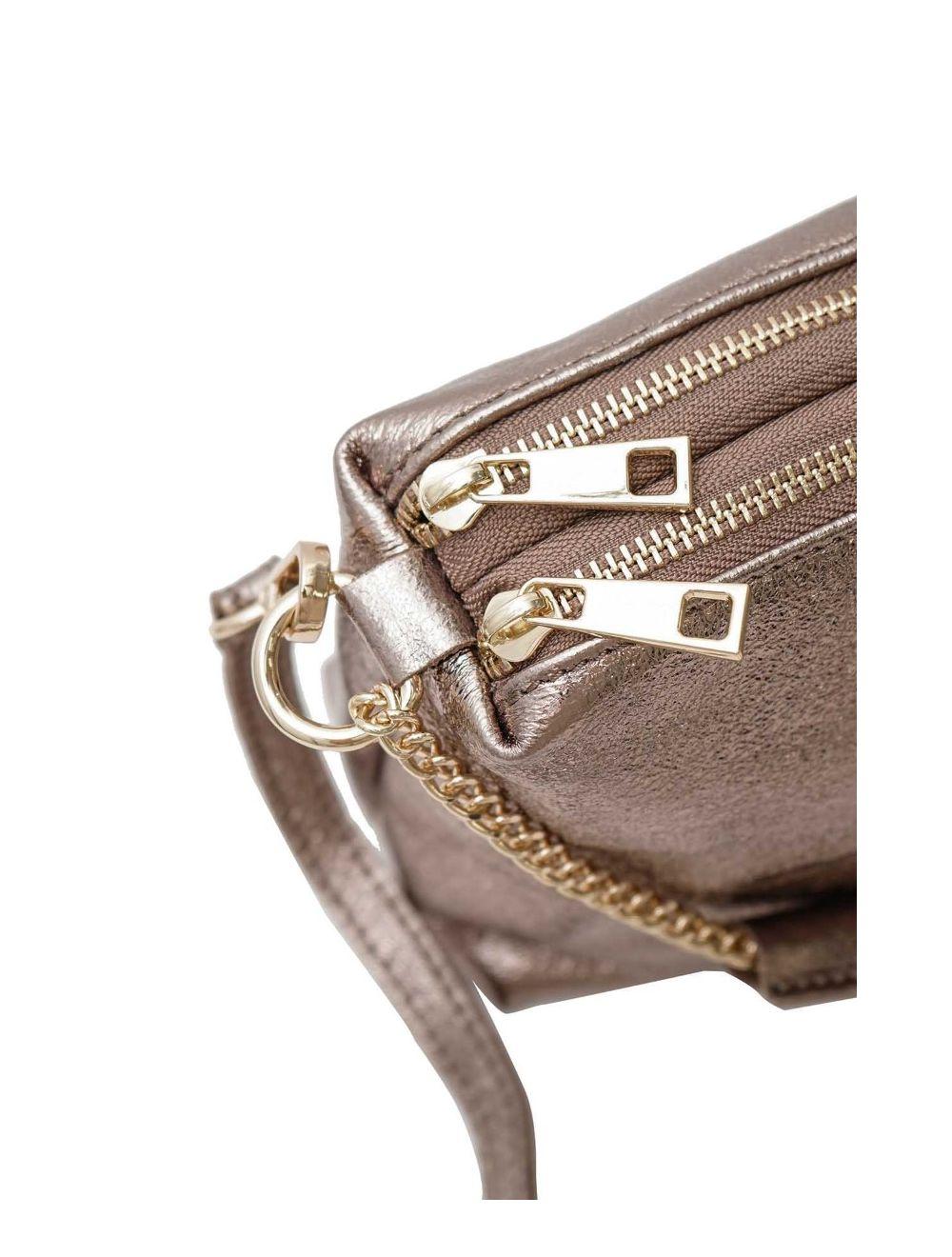 Tom&eva Sac Porté épaule En Croûte De Cuir Vachette Métalisé-DAPHNE METAL 4105-Etain