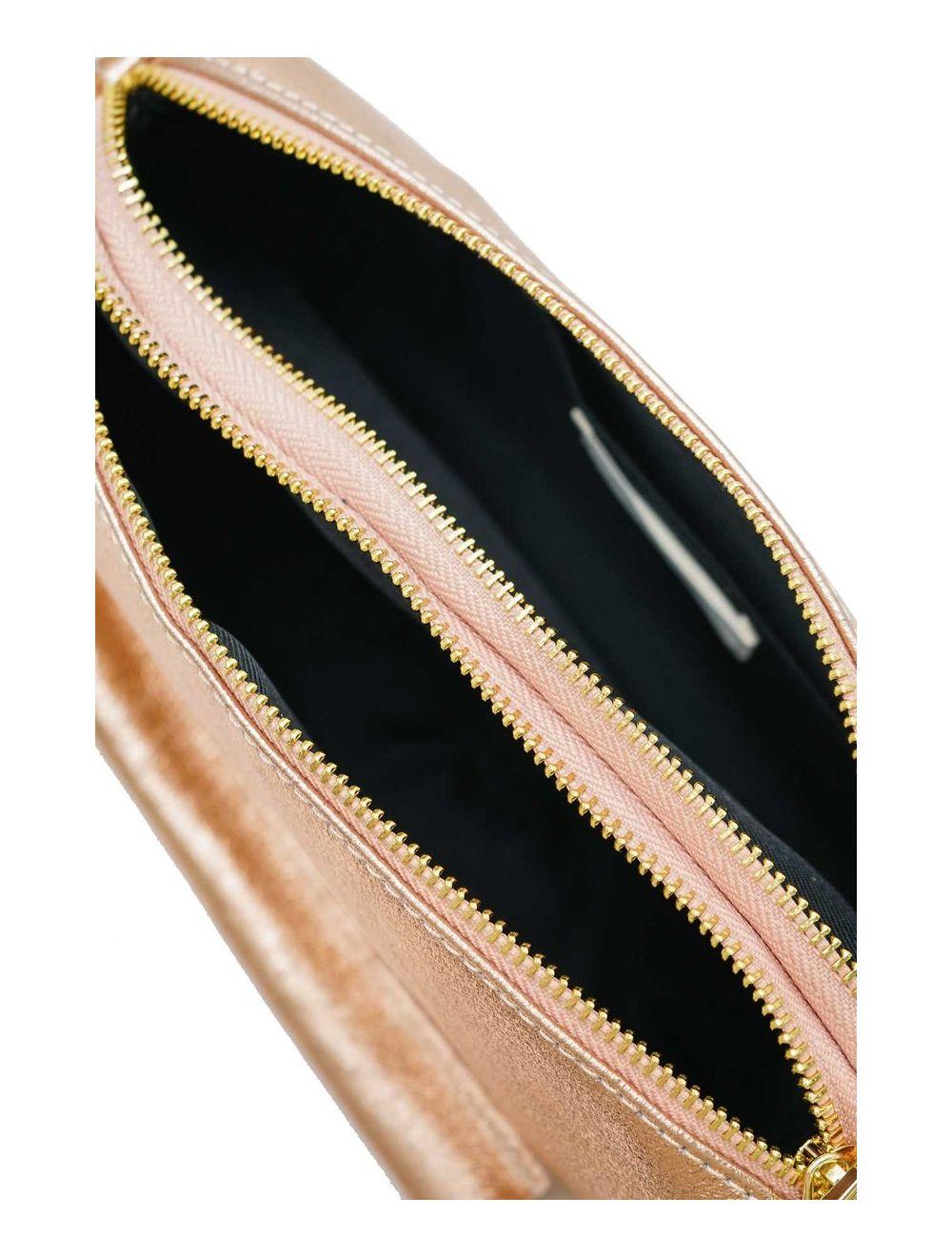tom&eva Sac Porté épaule en Croûte de Cuir Vachette Métalisé-DAPHNE METAL 4105-Rose Metal