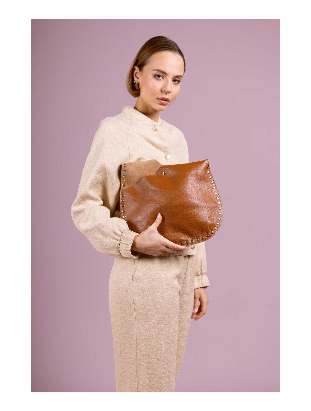 Tom&eva Sac Porté Épaule En Cuir De Vachette Grainée 4157 KARINE-Cognac