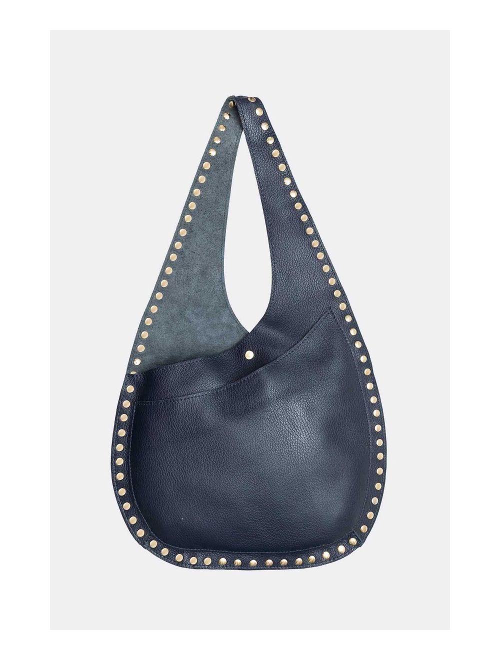 tom&eva Sac Porté Épaule En Cuir de Vachette Grainée 4157 KARINE-Bleu