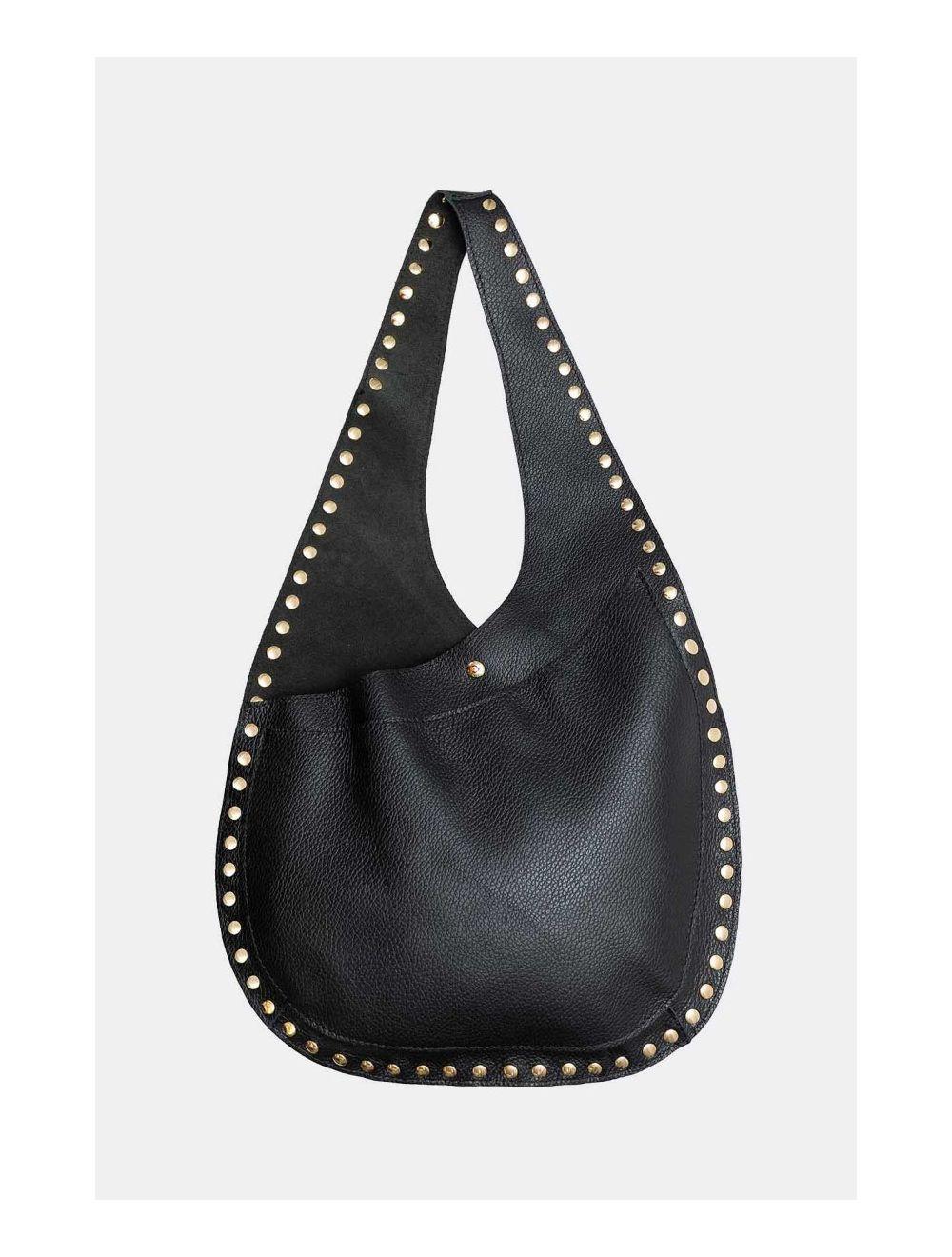 Tom&eva Sac Porté Épaule En Cuir De Vachette Grainée 4157 KARINE-Noir