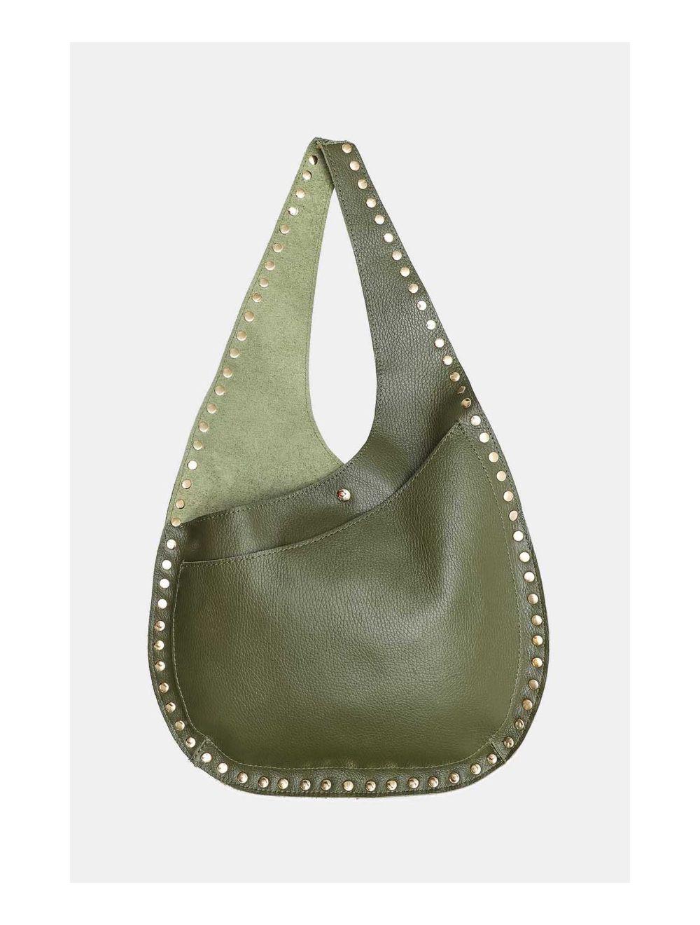 tom&eva Sac Porté Épaule En Cuir de Vachette Grainée 4157 KARINE-Kaki