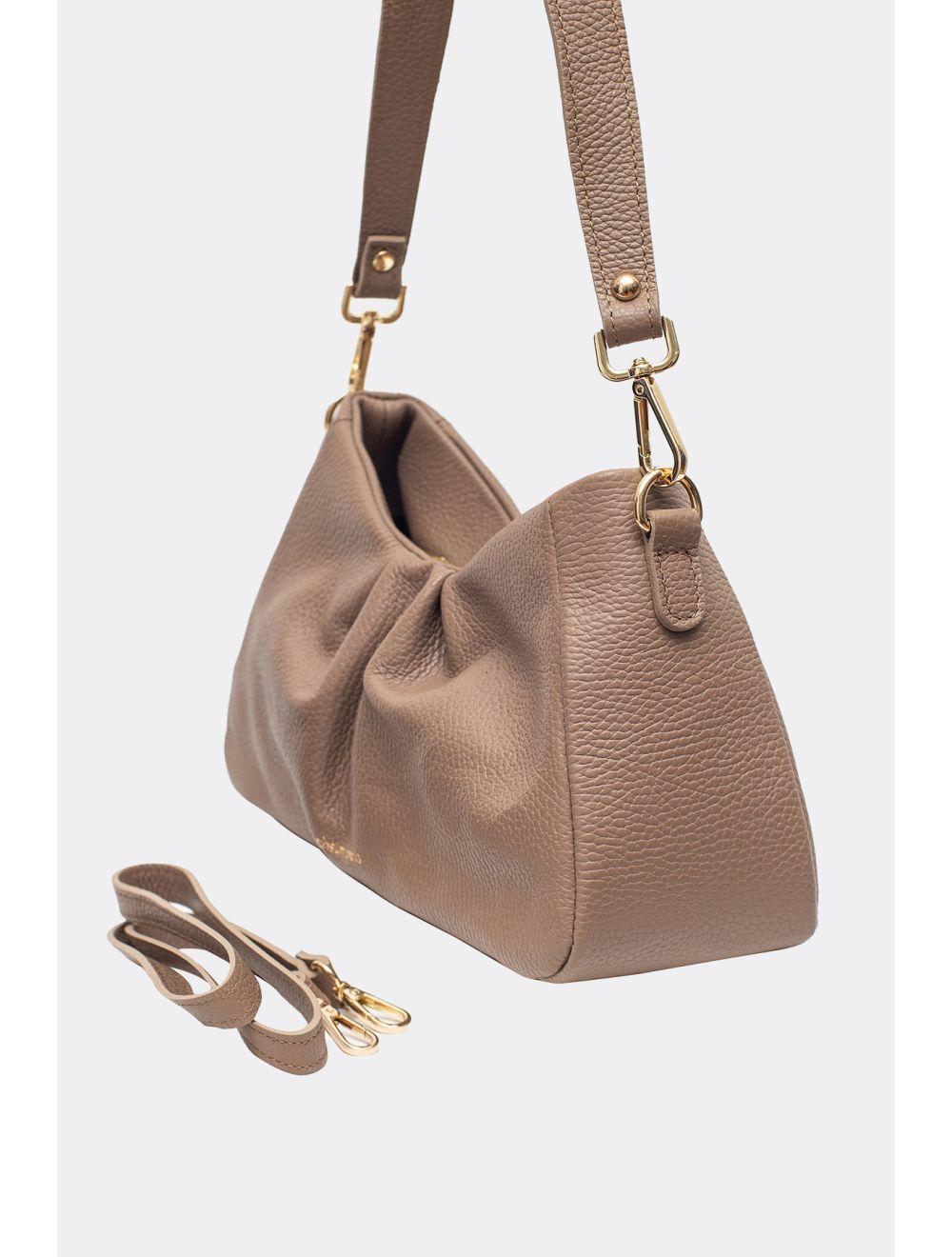 Tom&eva Sac Porté Épaule En Cuir De Vachette Grainée-EYA 4081-TAUPE