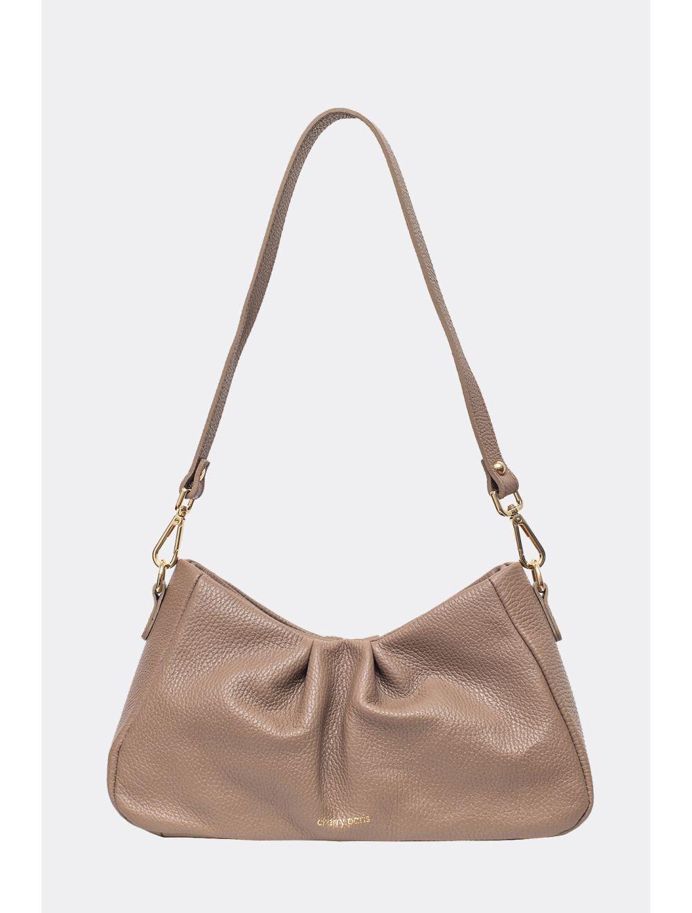 tom&eva Sac Porté Épaule En Cuir De Vachette Grainée-EYA 4081-TAUPE