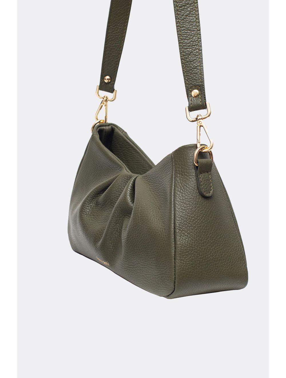 Tom&eva Sac Porté Épaule En Cuir De Vachette Grainée-EYA 4081-KAKI