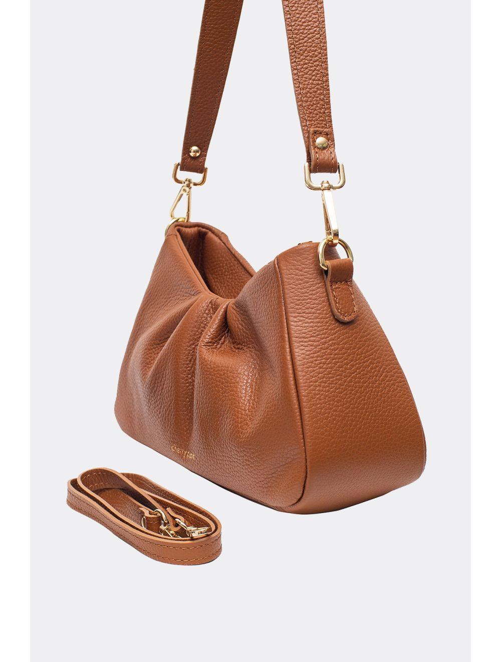 Tom&eva Sac Porté Épaule En Cuir De Vachette Grainée-EYA 4081-COGNAC