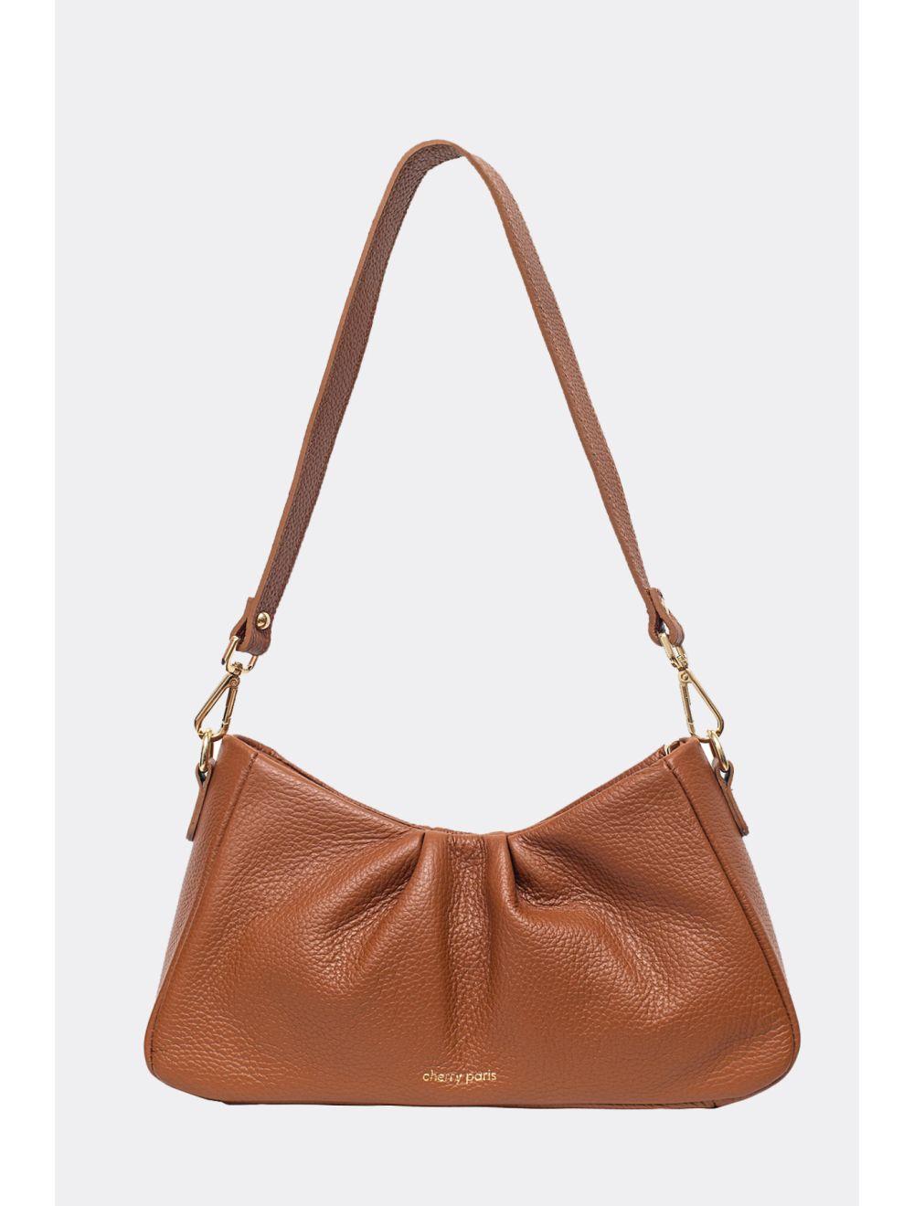 tom&eva Sac Porté Épaule En Cuir De Vachette Grainée-EYA 4081-COGNAC