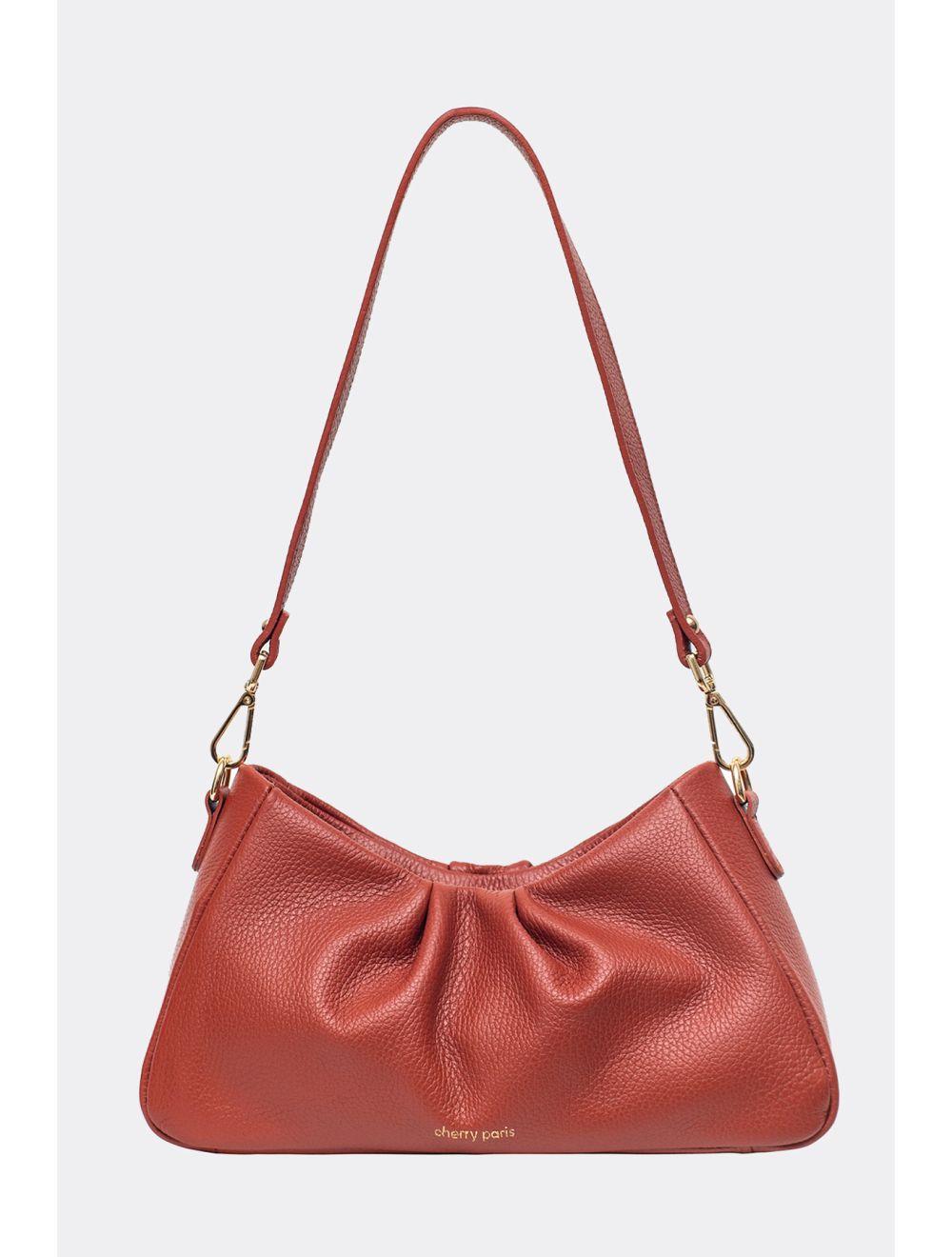 tom&eva Sac Porté Épaule En Cuir De Vachette Grainée-EYA 4081-ROUILLE