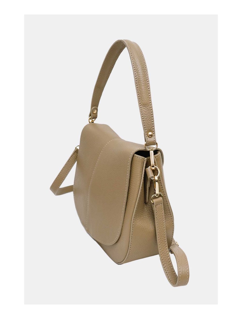 Tom&eva Sac Porté Épaule En Cuir Vachette Grainée 4137 LAYANA-TAUPE