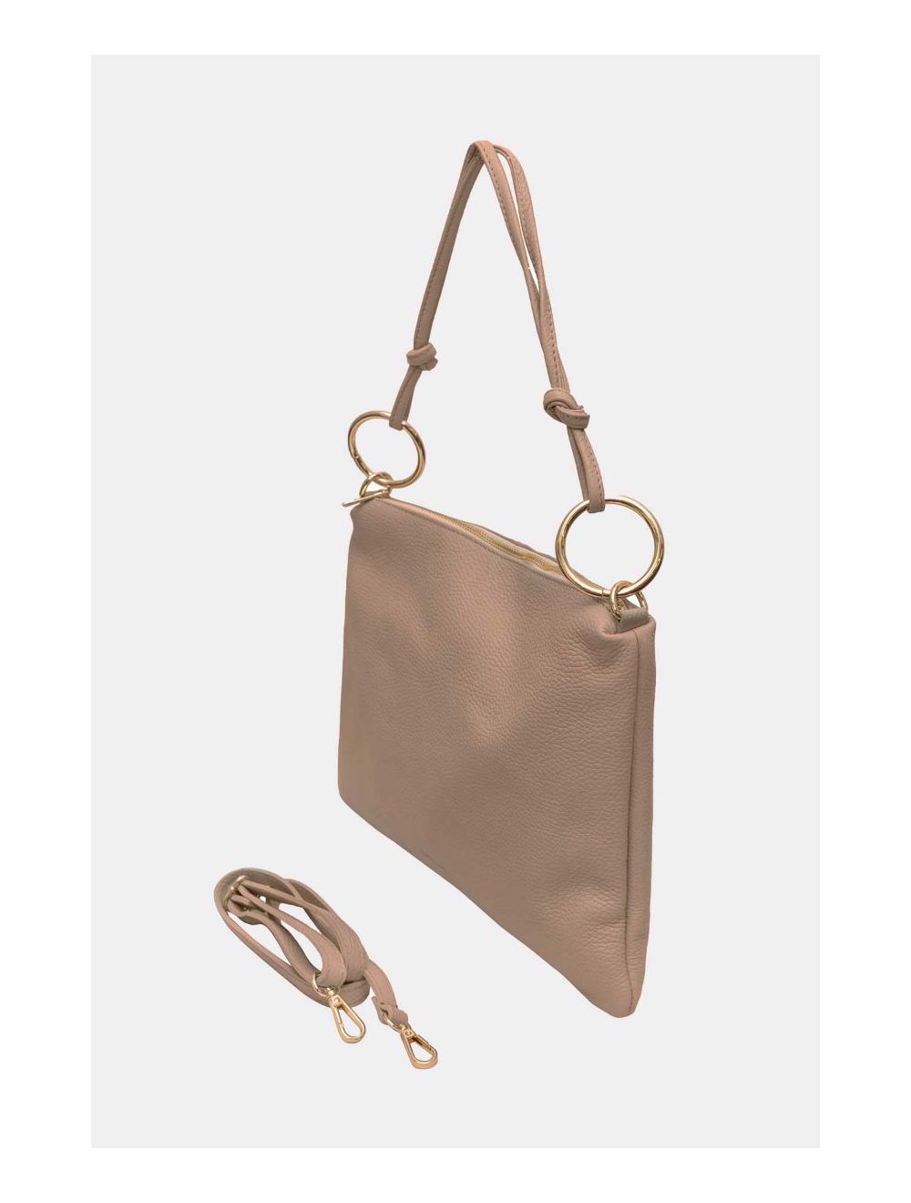 Tom&eva Sac Porté Épaule En Cuir Vachette Grainée NATALIA 4092-Taupe