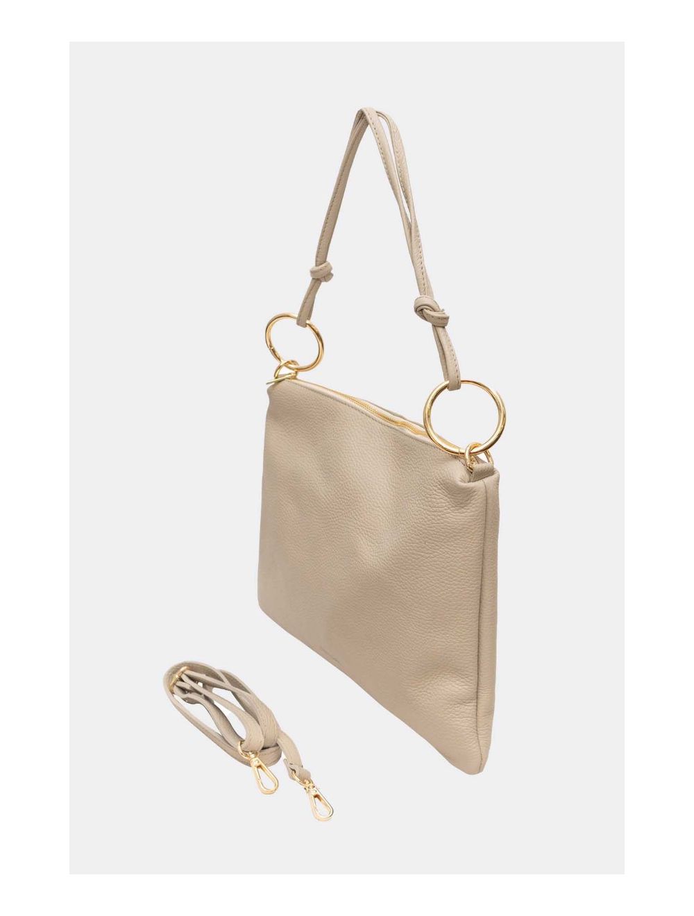 Tom&eva Sac Porté Épaule En Cuir Vachette Grainée NATALIA 4092-Beige