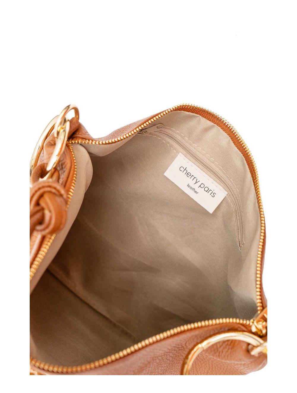 tom&eva Sac Porté Épaule En Cuir Vachette Grainée NATALIA 4092-Cognac