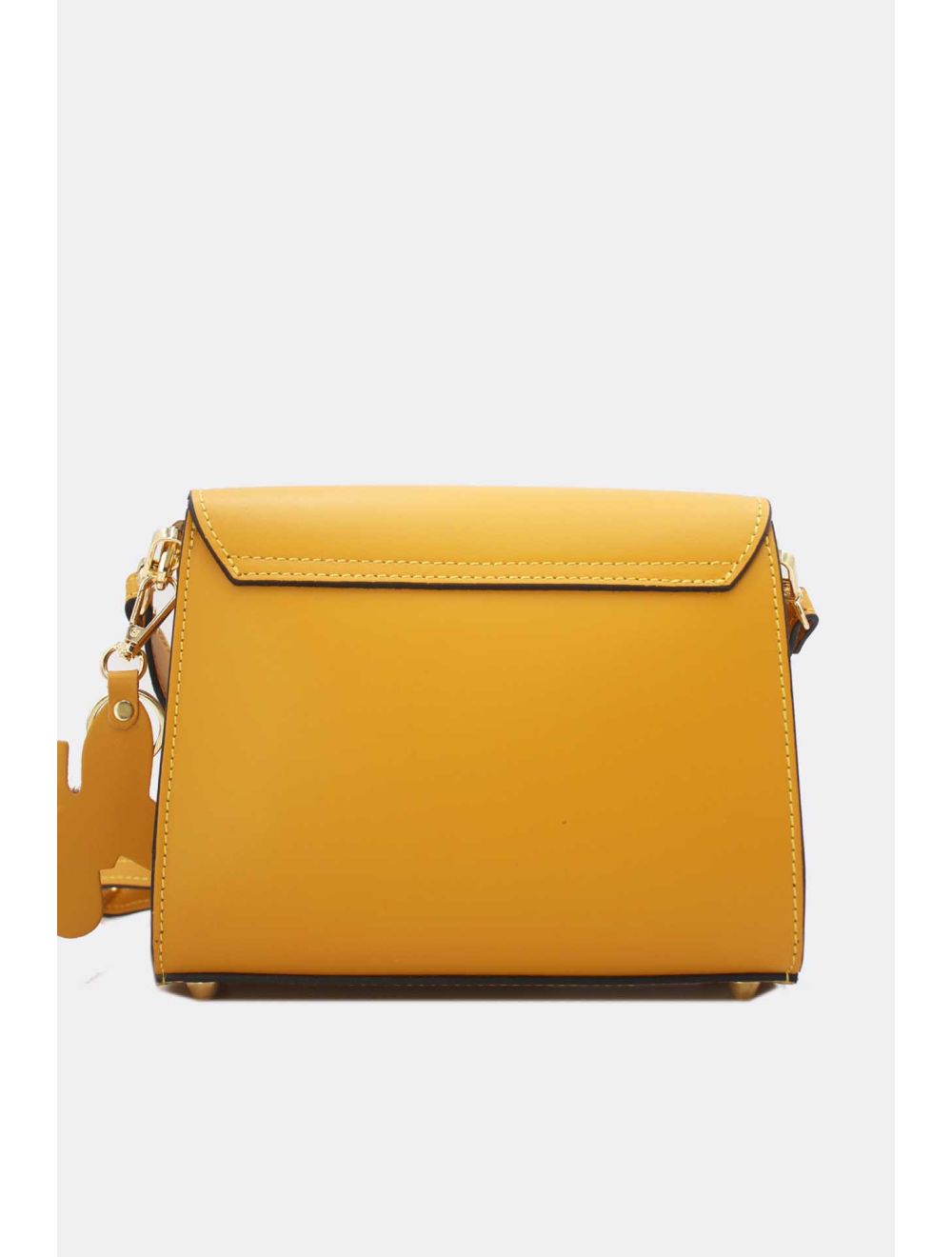 Tom&eva Sac Porté Épaule En Cuir Vachette Lisse Avec Porte-clé Papillon 24C-1773-Jaune