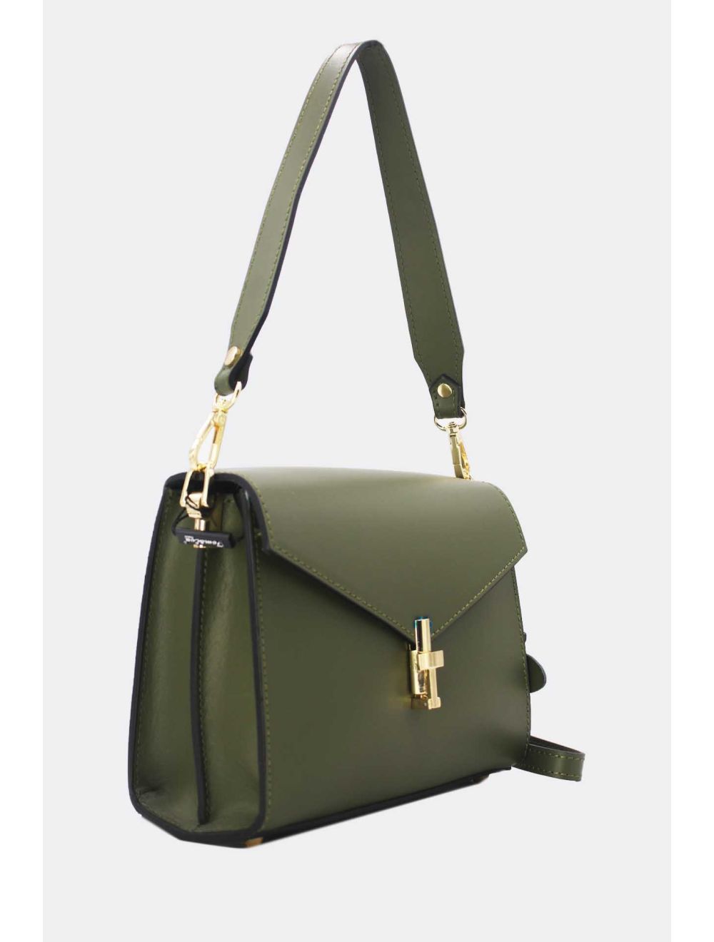 Tom&eva Sac Porté Épaule En Cuir Vachette Lisse Avec Porte-clé Papillon 24C-1773-Vert Foncé