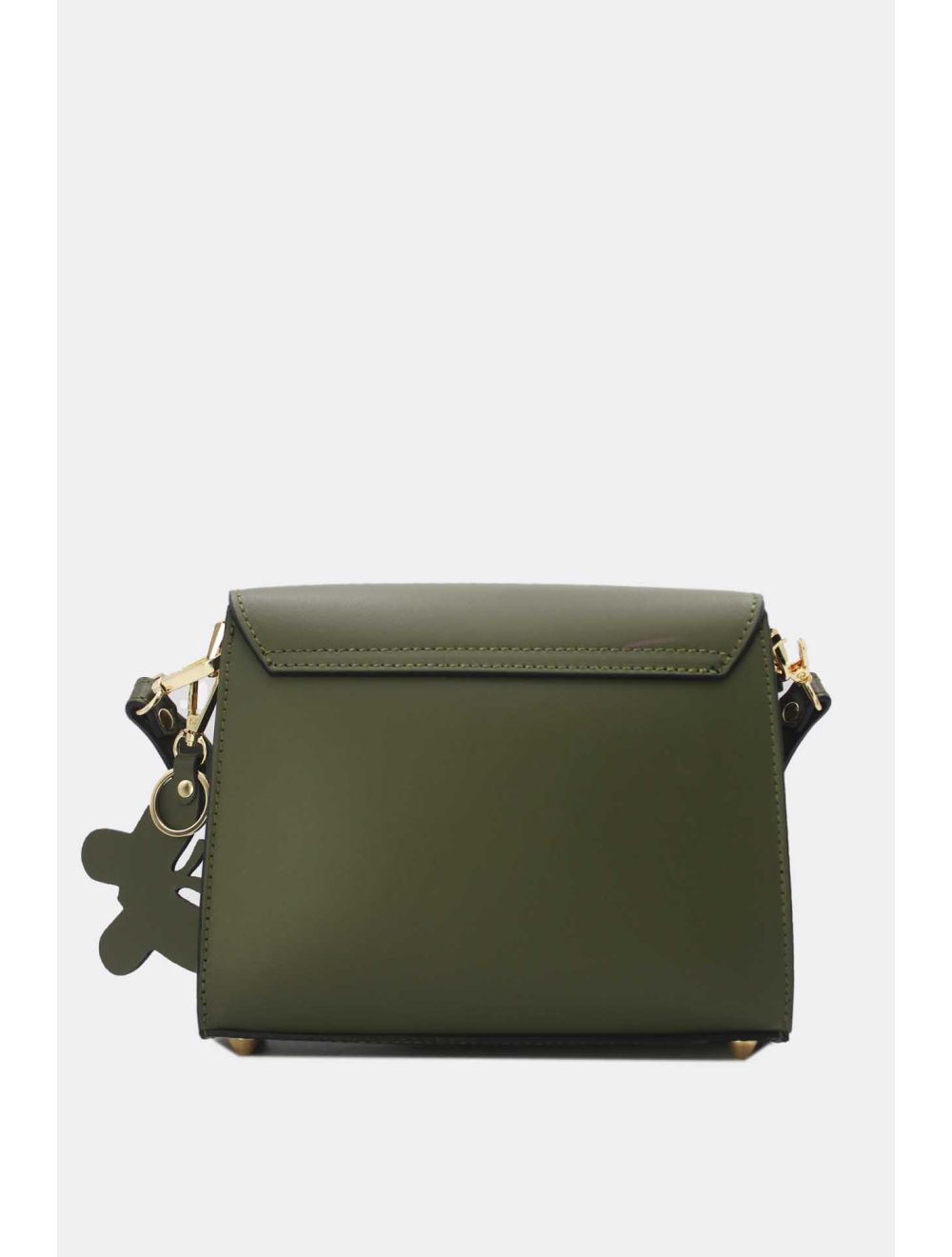 Tom&eva Sac Porté Épaule En Cuir Vachette Lisse Avec Porte-clé Papillon 24C-1773-Vert Foncé