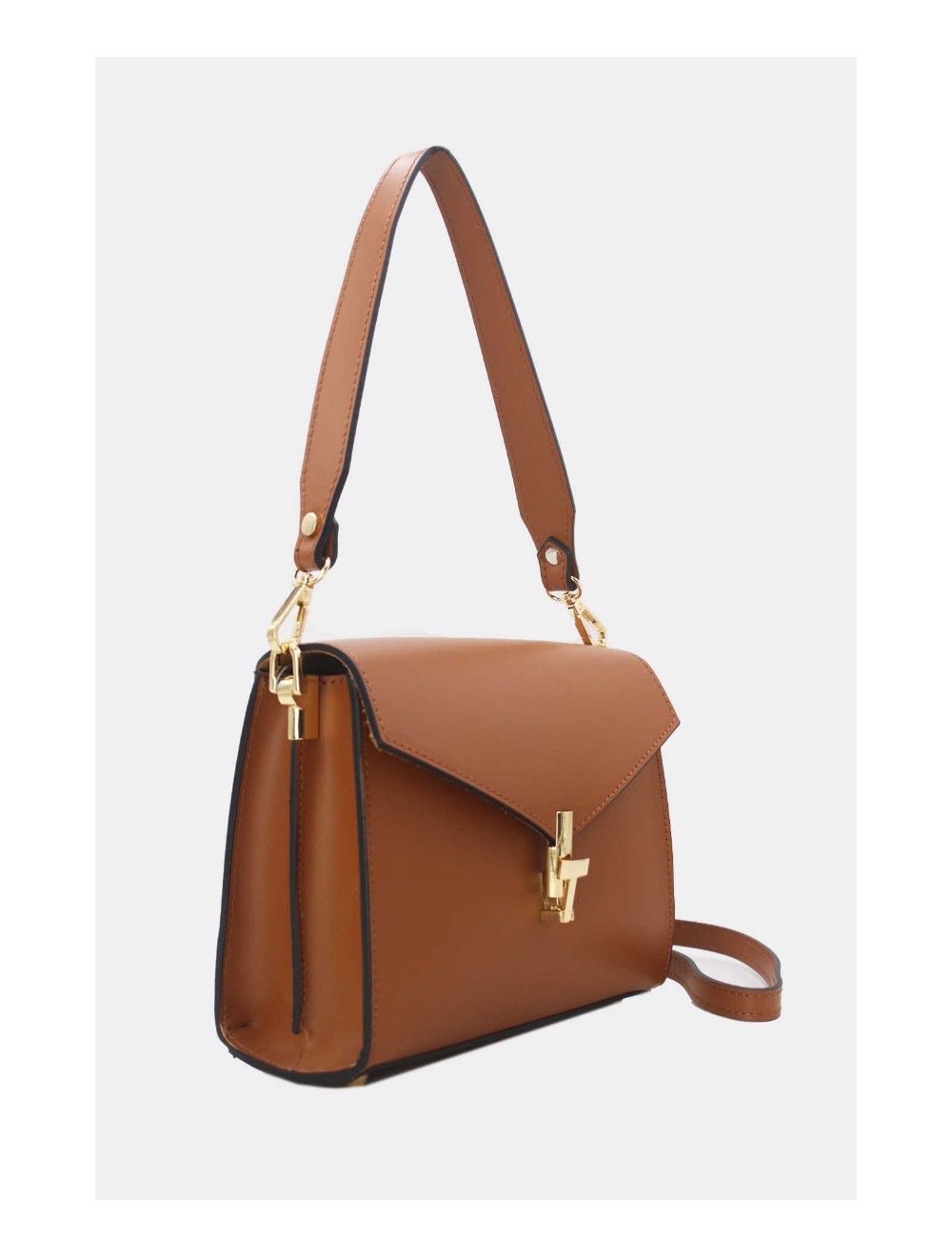 Tom&eva Sac Porté Épaule En Cuir Vachette Lisse Avec Porte-clé Papillon 24C-1773-Marron