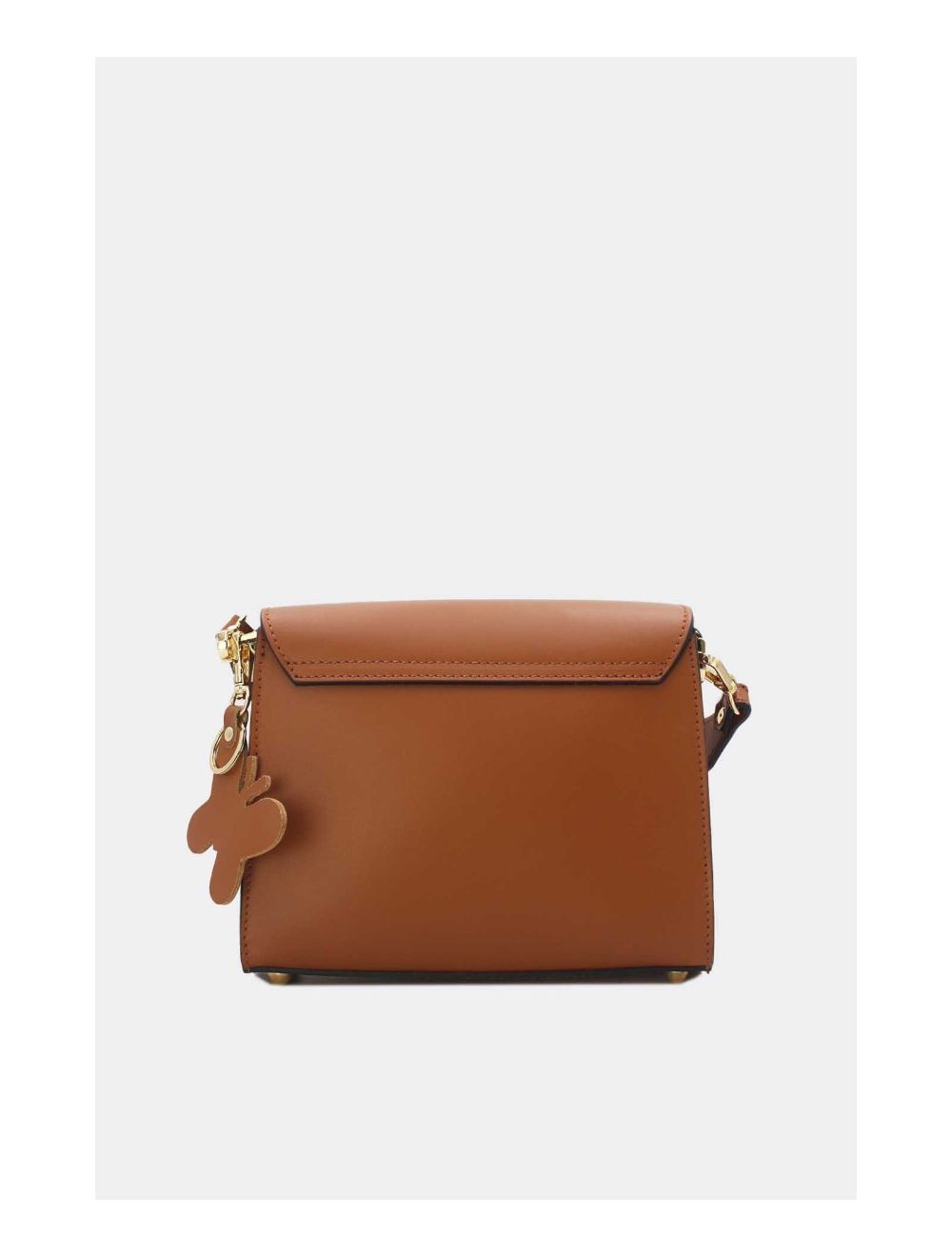 Tom&eva Sac Porté Épaule En Cuir Vachette Lisse Avec Porte-clé Papillon 24C-1773-Marron