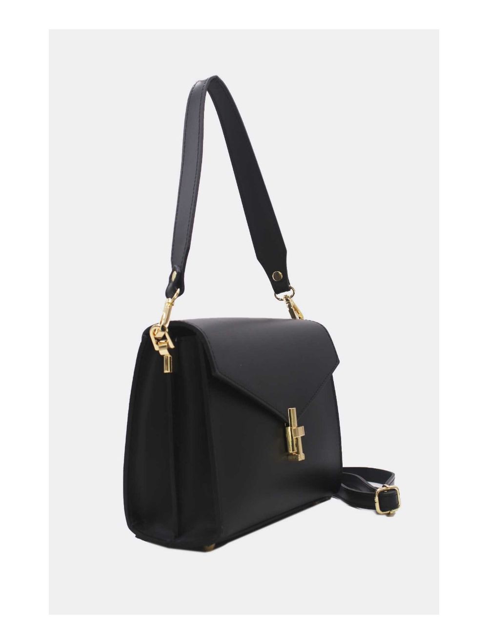 Tom&eva Sac Porté Épaule En Cuir Vachette Lisse Avec Porte-clé Papillon 24C-1773-Noir