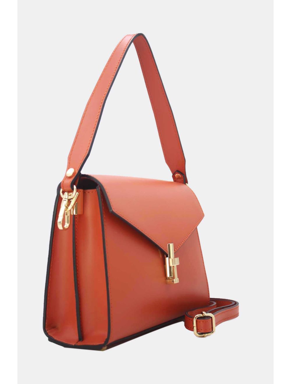 Tom&eva Sac Porté Épaule En Cuir Vachette Lisse Avec Porte-clé Papillon 24C-1773-Orange