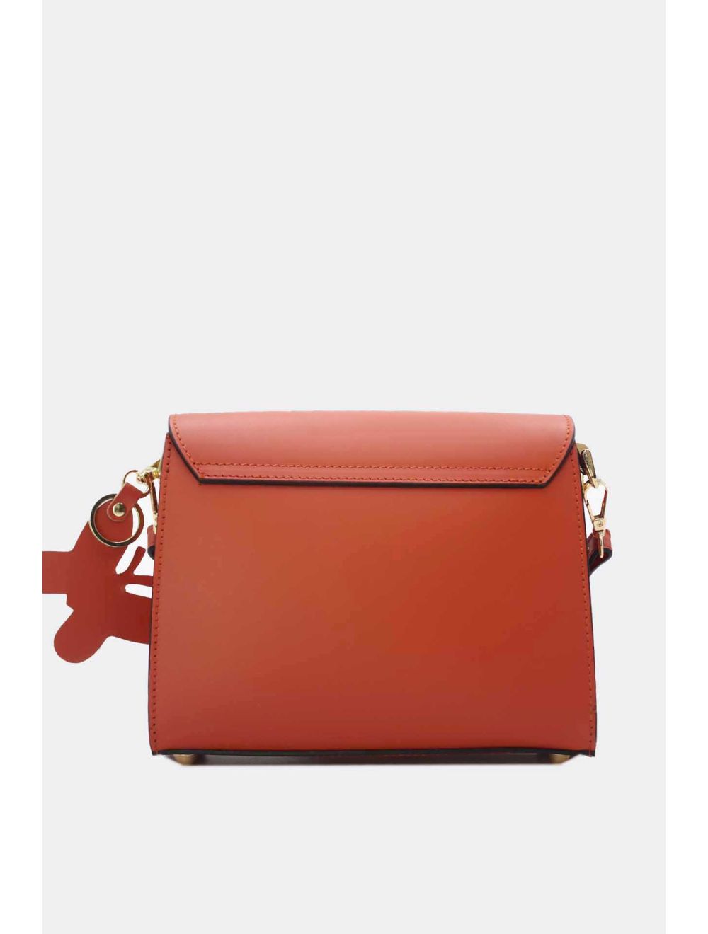 Tom&eva Sac Porté Épaule En Cuir Vachette Lisse Avec Porte-clé Papillon 24C-1773-Orange