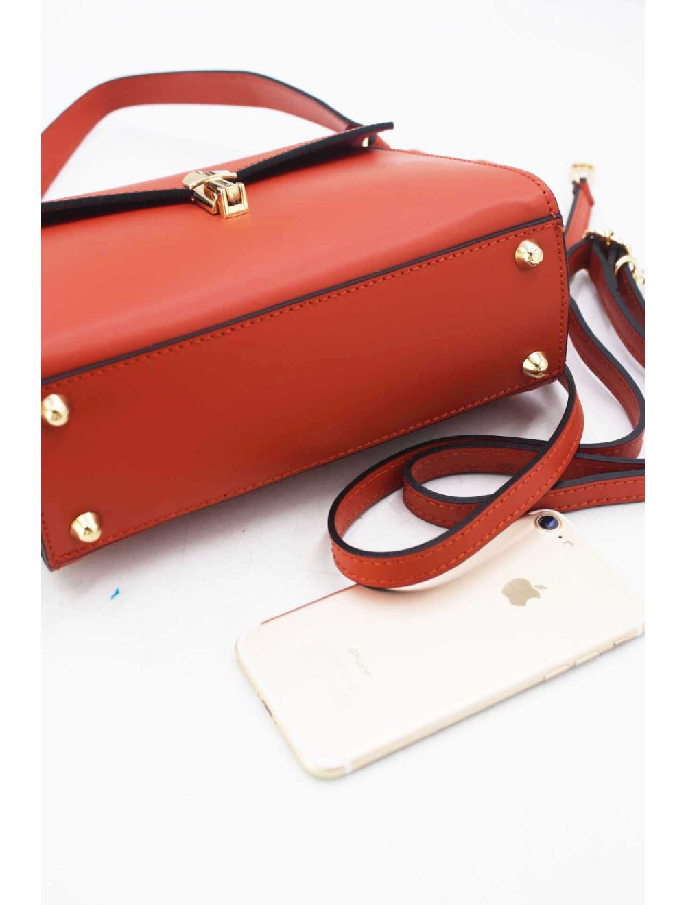 tom&eva Sac Porté Épaule En Cuir Vachette Lisse Avec Porte-clé Papillon 24C-1773-Orange