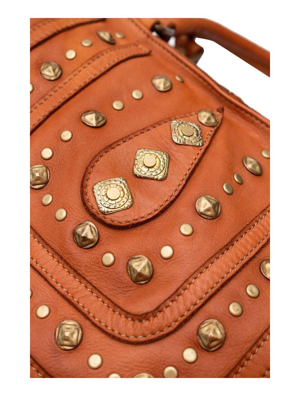 Tom&eva Sac Porté Épaule En Cuir Vachette Motif Clouté CASTILLE 4116-Taupe