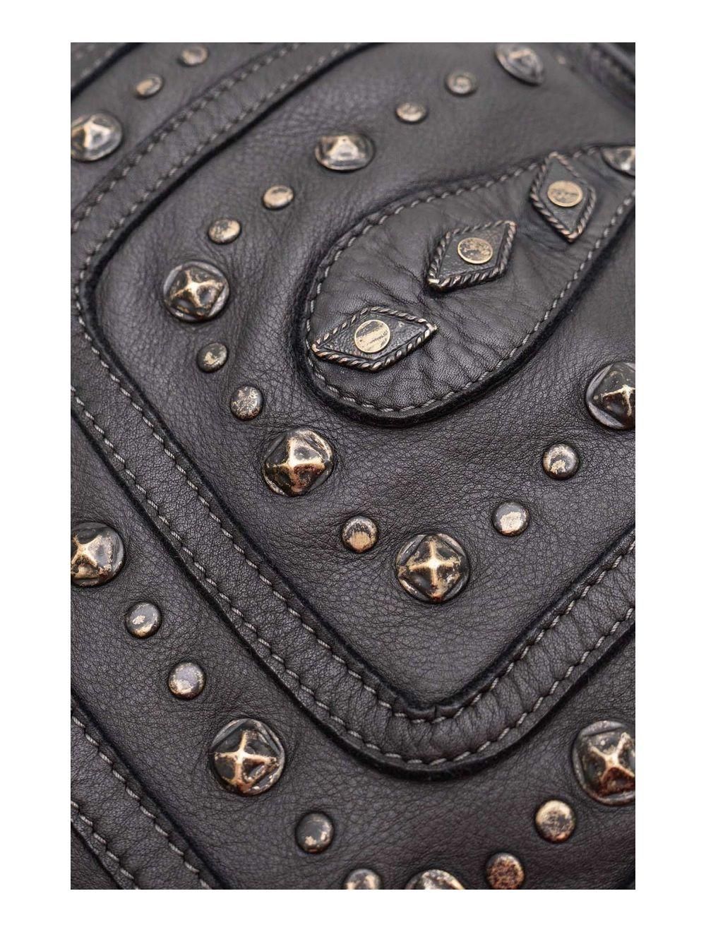 tom&eva Sac Porté Épaule En Cuir Vachette Motif Clouté CASTILLE 4116-Noir