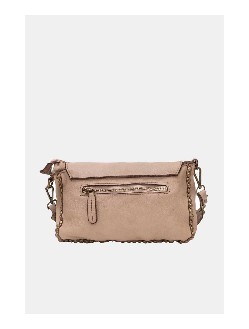 Tom&eva Sac Porté Épaule En Cuir Vachette Style Vintage Clouté MELISSA 4118-Taupe