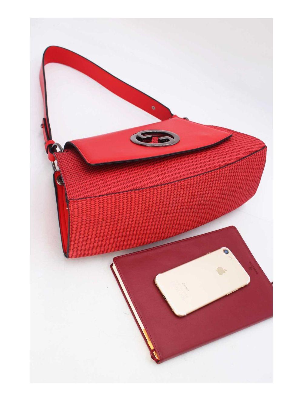 Tom&eva Sac Porté Épaule Femme En Paille 24B-6009-Rouge