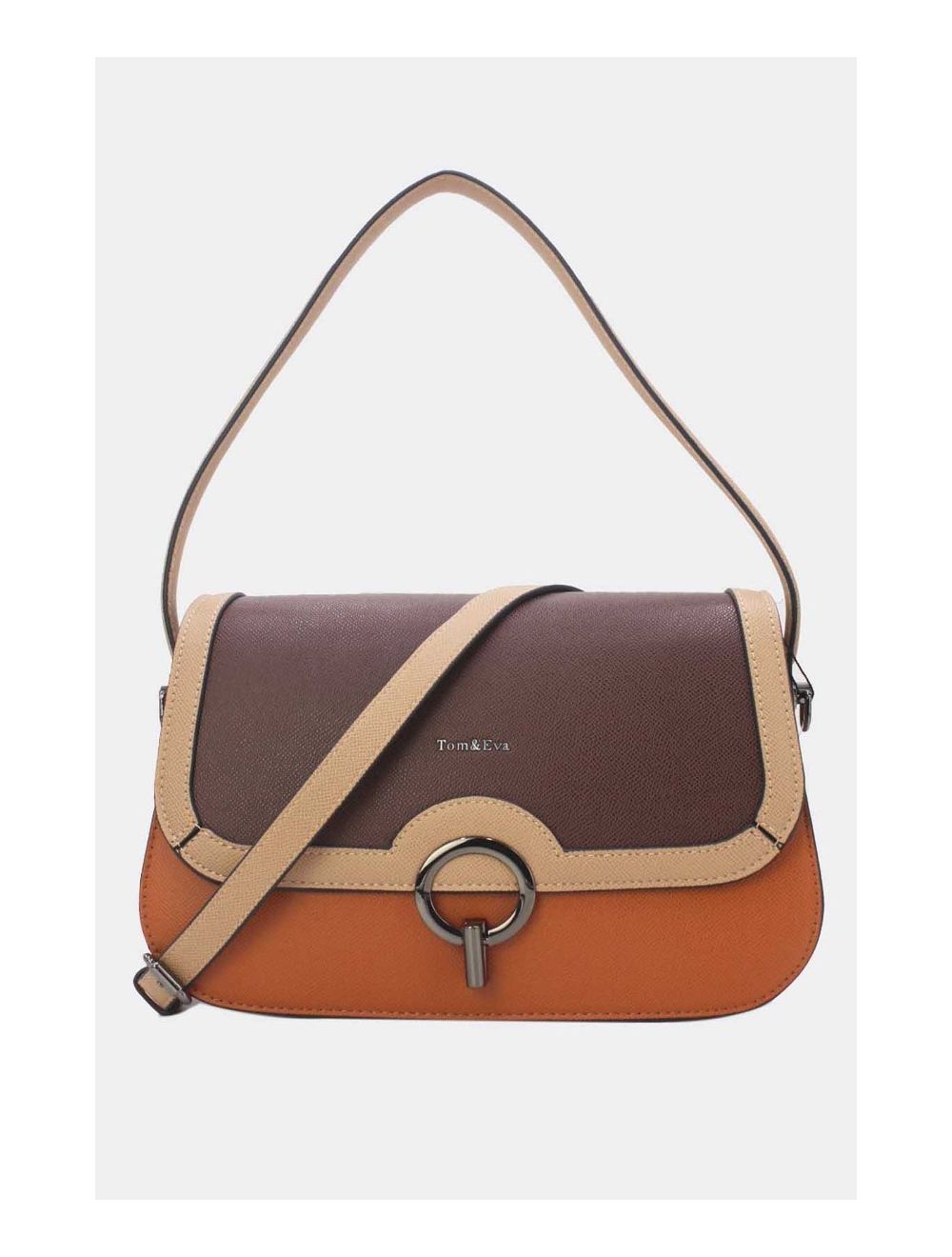 Tom&eva Sac Porté Épaule Femme Style Vintage 24B-6108-Brown/Coffee/Khaki
