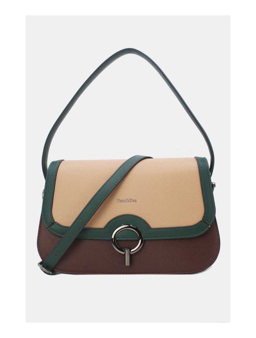 Tom&eva Sac Porté Épaule Femme Style Vintage 24B-6108-Coffee/Khaki/Green